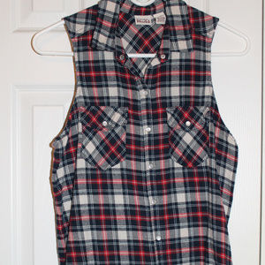 Mudd Sleeveless Flannel Tank Shirt Medium